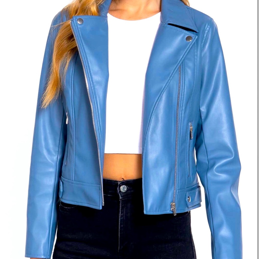 Fitted Faux Leather Jacket